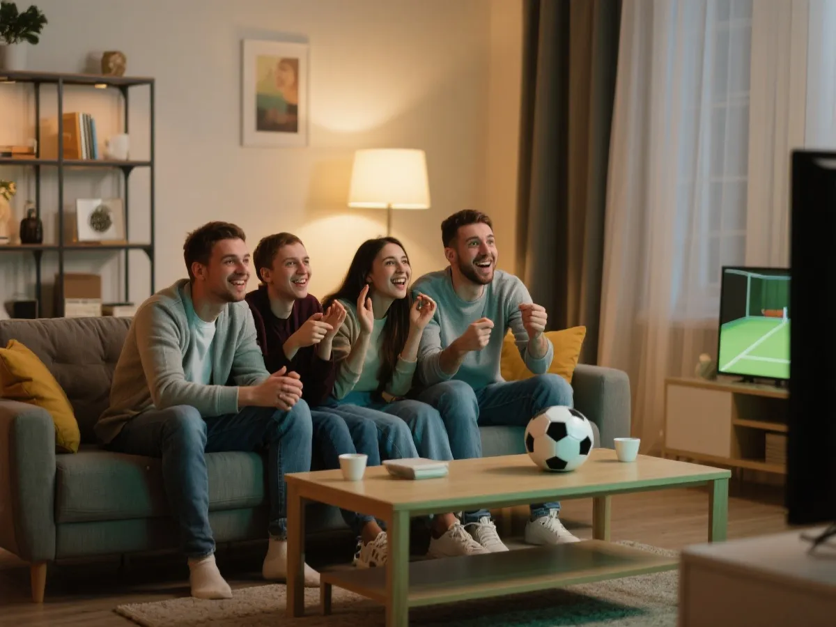 网络观看世界杯的场景示意图