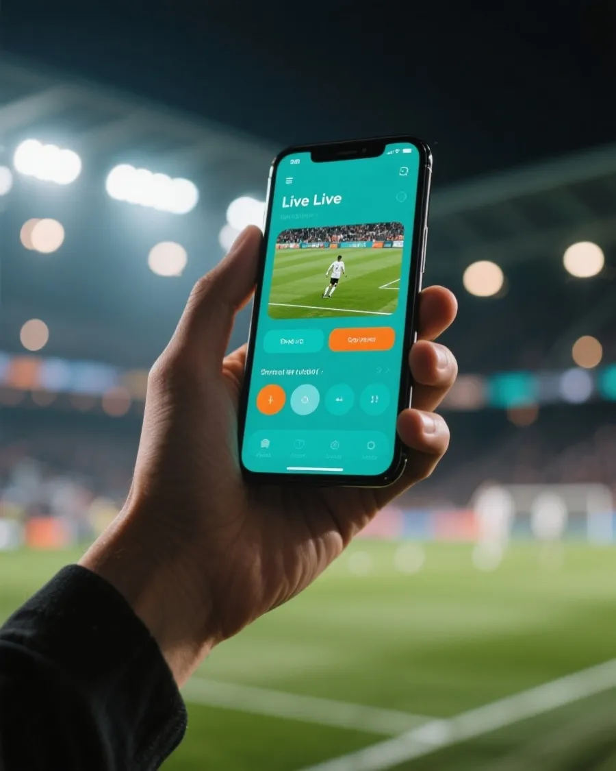 手机观看足球直播的应用界面示意图